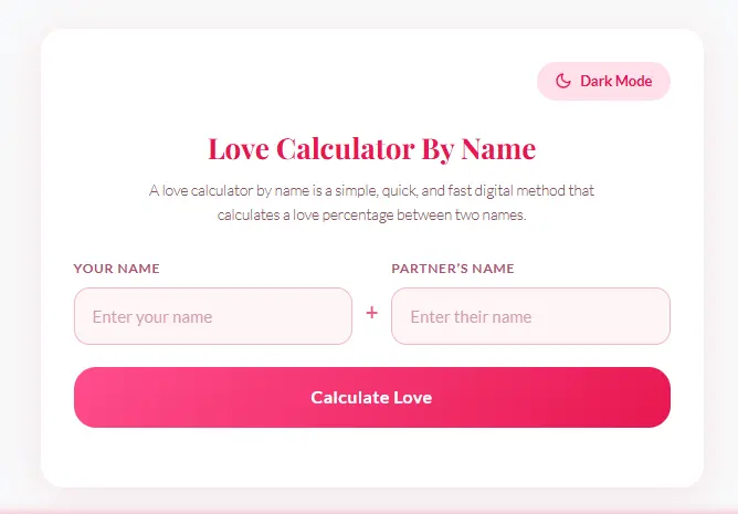 Love Calculator By Name 1 Lovecalculator
