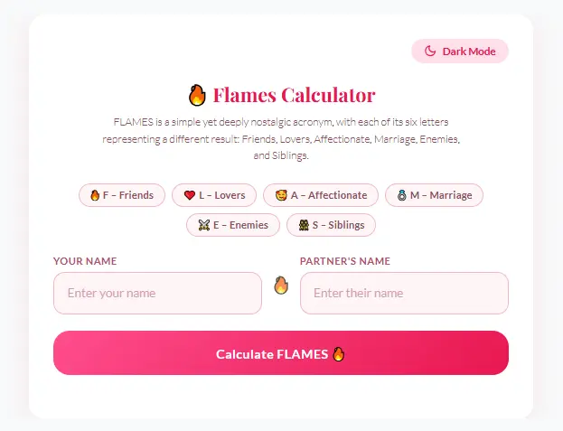 Flames Calculator 1 flames calculator